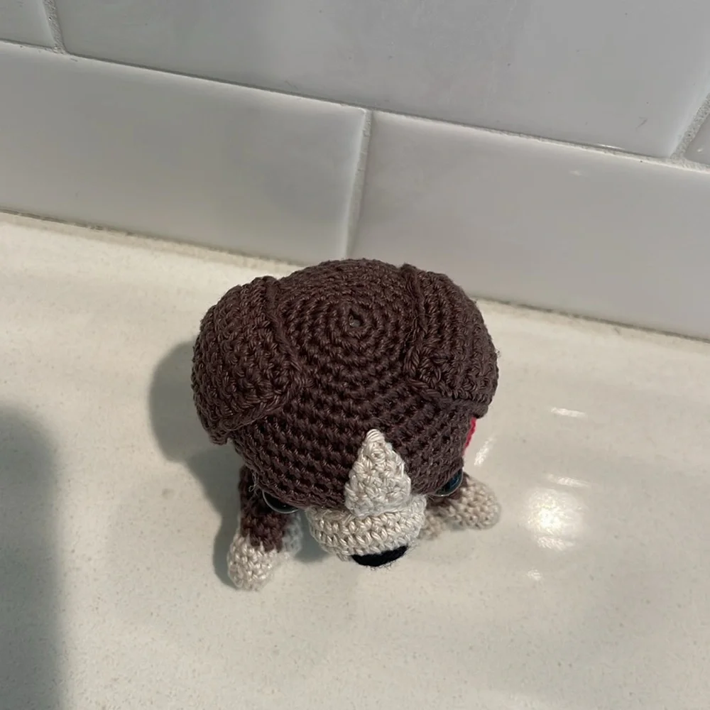 Handcrafted Puppy Dog with Bow Amigurumi Crochet Figure Toy Pet - Picture 8 of 11